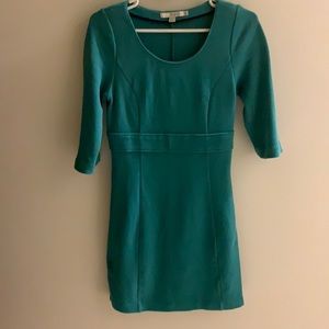 Boden teal 3/4 length textured ponte dress size 6
